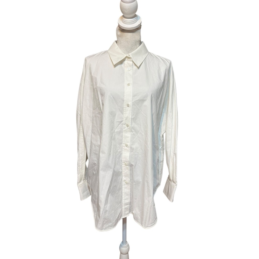 COS Womens White Cotton Button Down Oversized Shirt Size 42